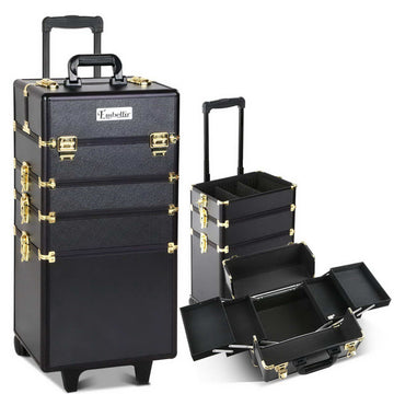 Embellir Lockable Portable Makeup Trolley with Wheels Gold