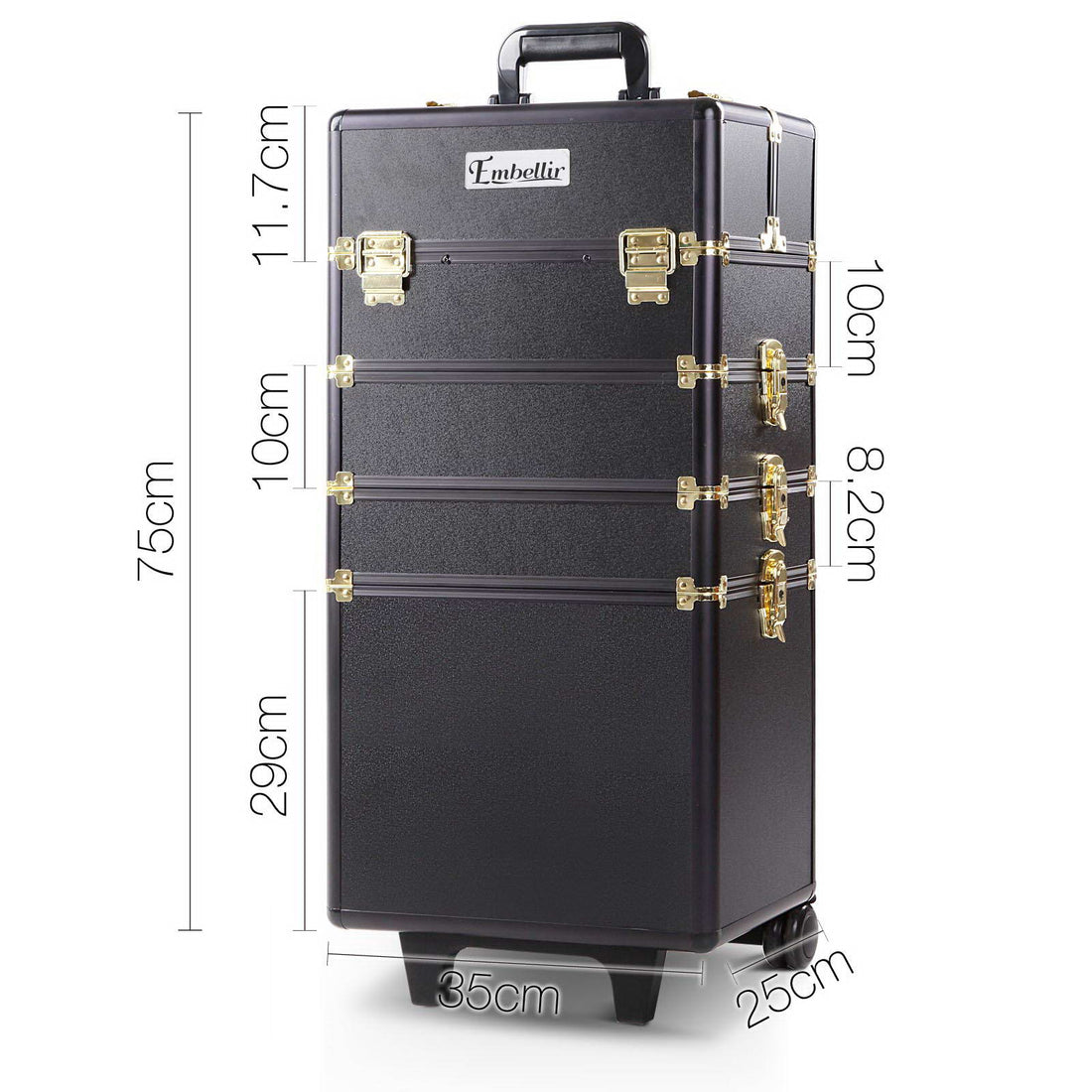 Embellir Lockable Portable Makeup Trolley with Wheels Gold