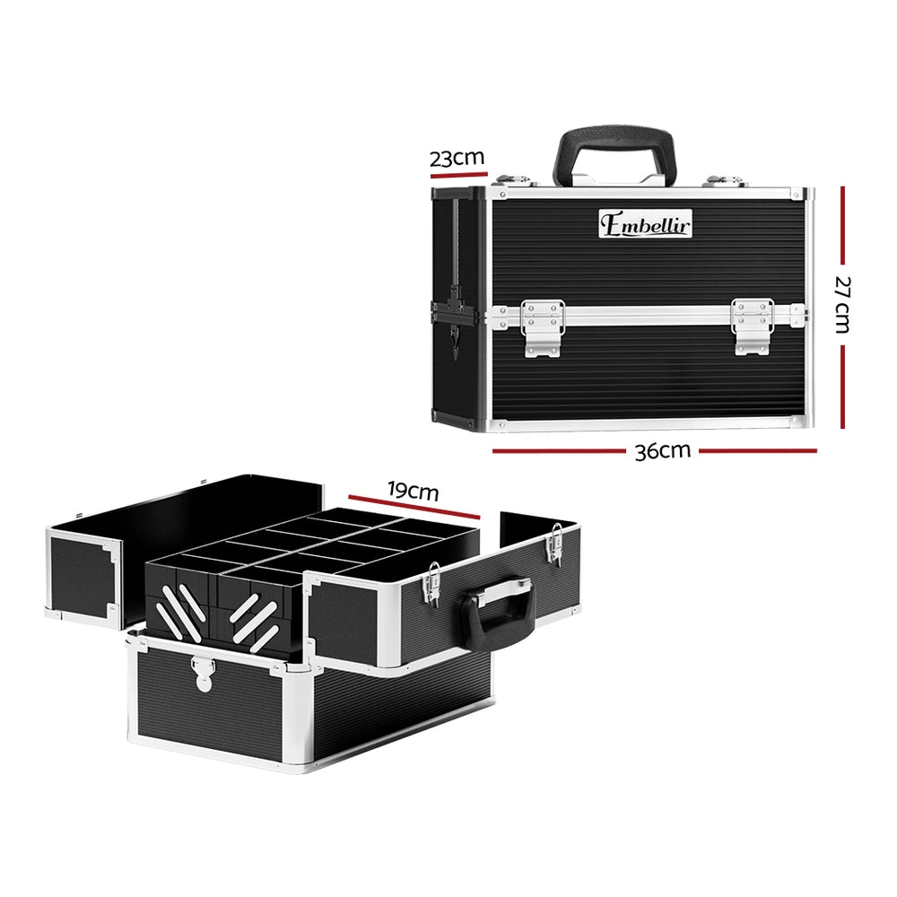 Embellir Makeup Case with Aluminium Frame Lockable Black