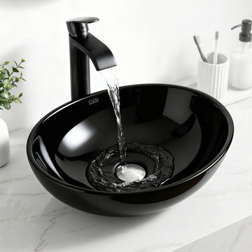 Cefito High Gloss Black Ceramic Vessel Basin 41cm
