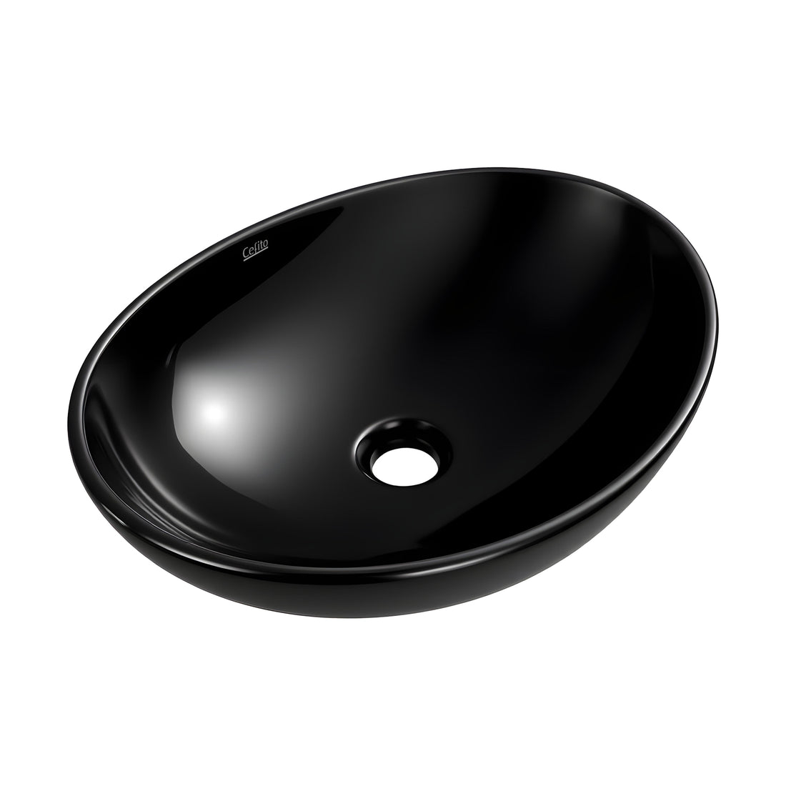 Cefito High Gloss Black Ceramic Vessel Basin 41cm
