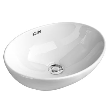 Cefito Ceramic Oval Vanity Basin 41x34cm White Nano Glazed