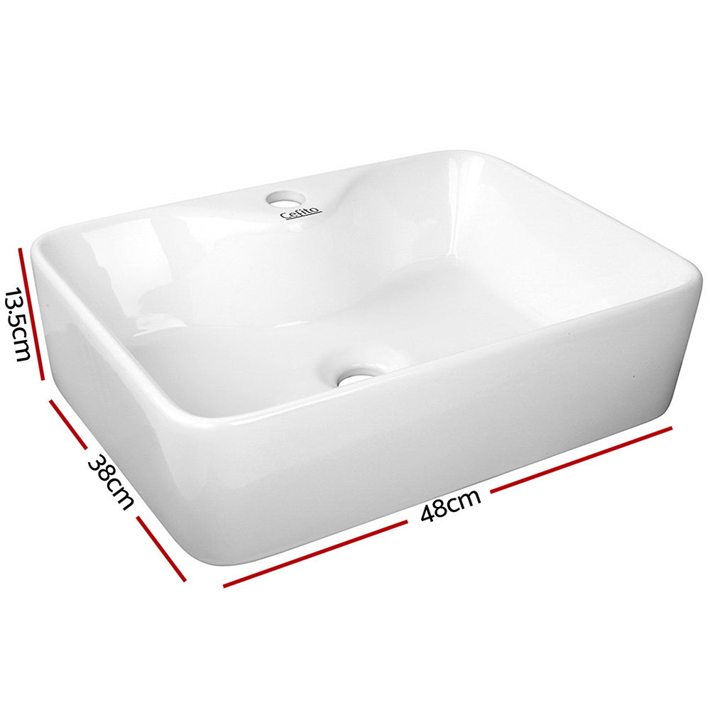Cefito Ceramic Oval Vanity Basin 48x38cm White Nano Glazed