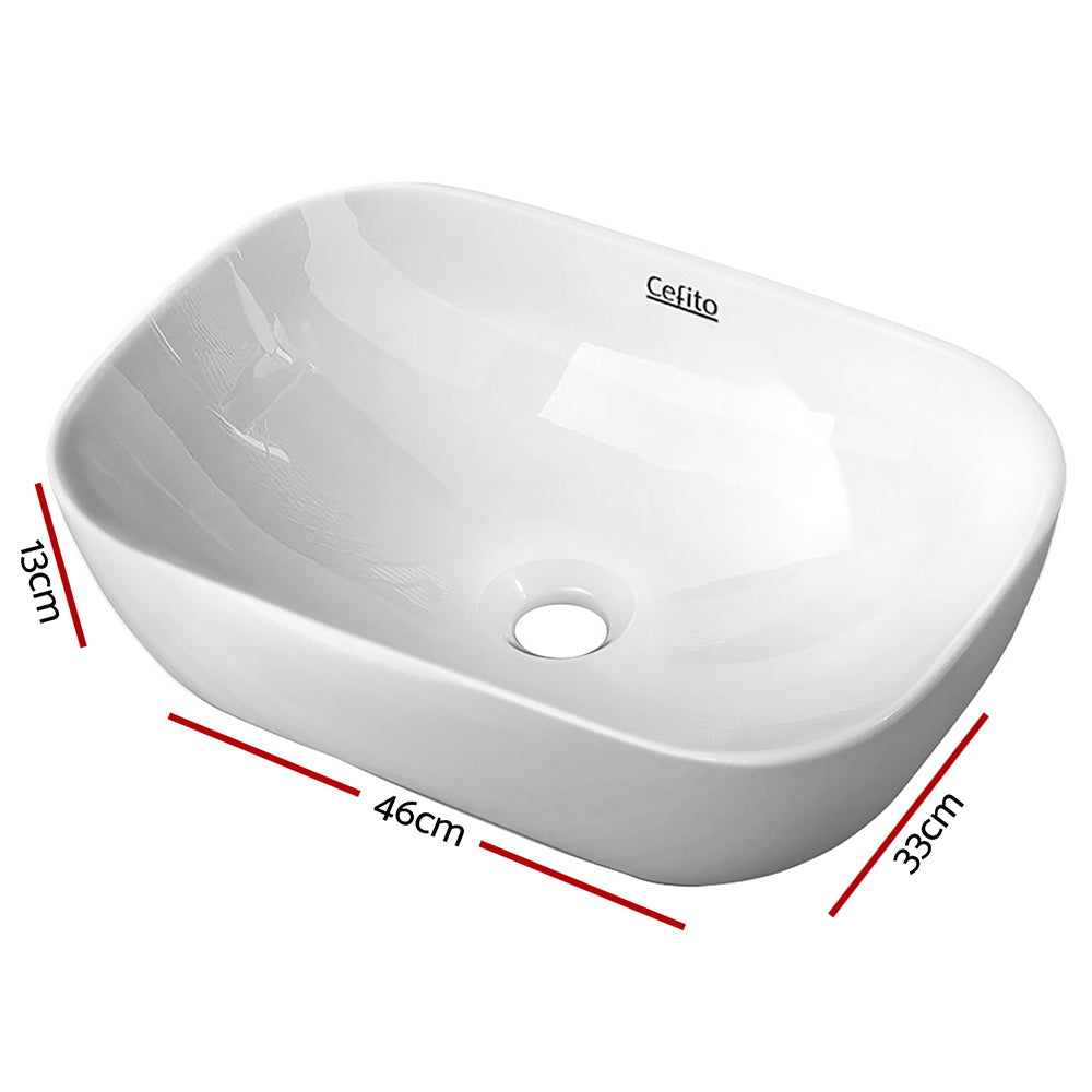Cefito Ceramic Oval Vanity Basin 46cm White Nano Glazed