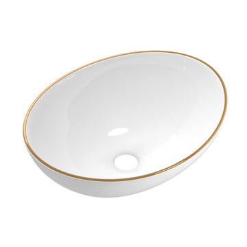 Cefito Gold Line Ceramic Vanity Basin 41cm White