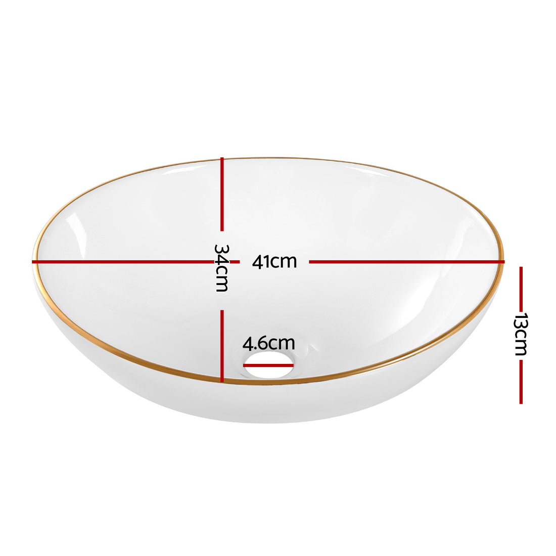 Cefito Gold Line Ceramic Vanity Basin 41cm White