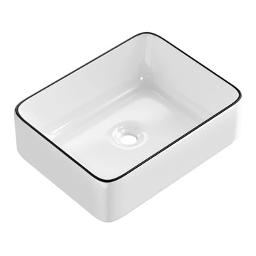 Cefito Black Line Ceramic Vanity Basin 48cm White
