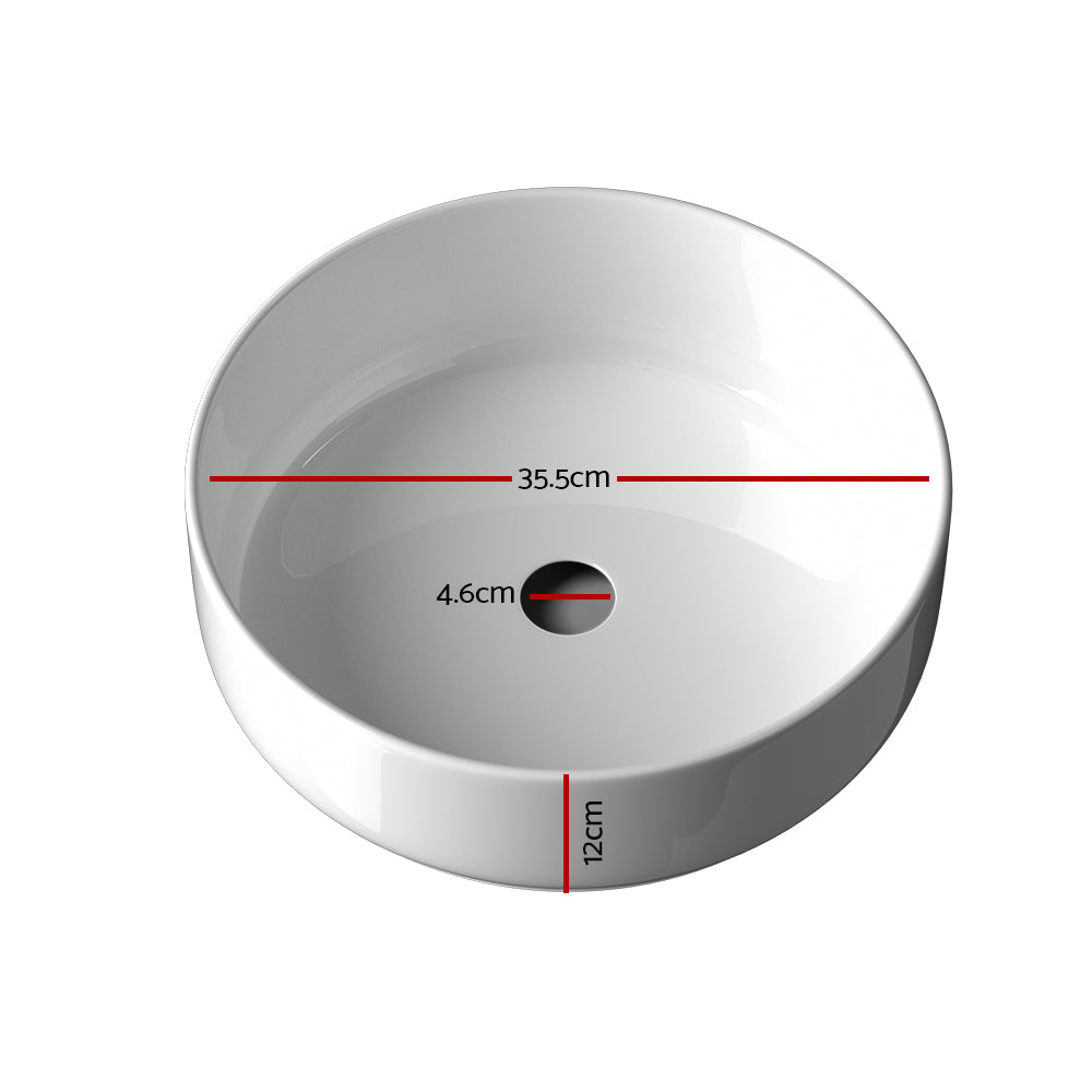 Cefito Ceramic Round Vanity Basin 35cm White Nano Glazed