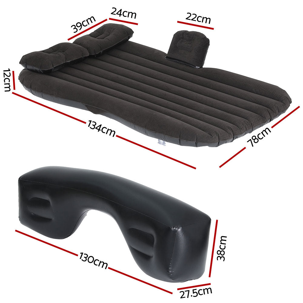 Weisshorn Inflatable Car Mattress SUV Back Seat Camping Bed 134x78cm Black