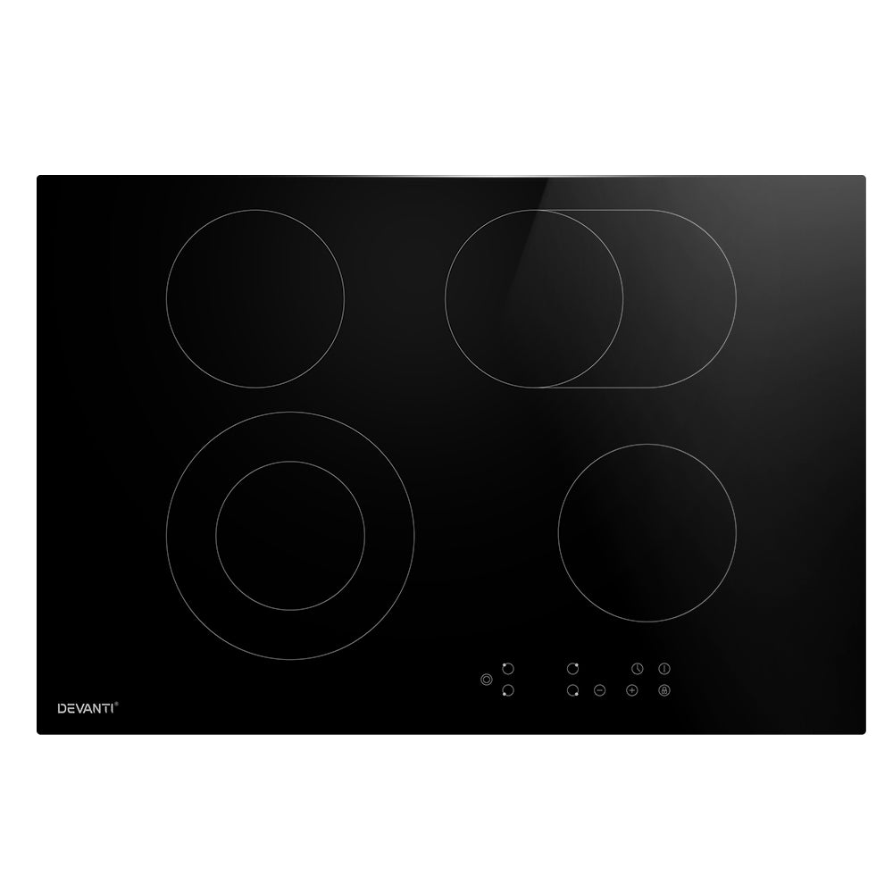 Devanti Ceramic Cooktop 77cm 6-Zone Electric Black Glass