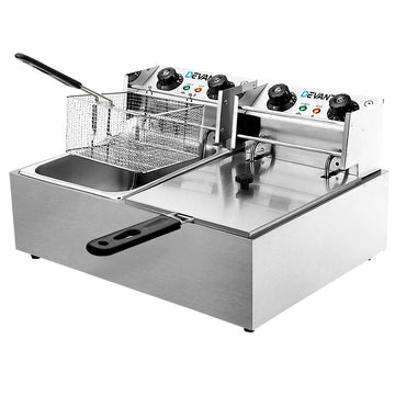 Devanti Commercial Deep Fryer 20L Double Basket 4400W Stainless Steel