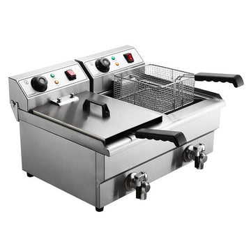Devanti Commercial Deep Fryer 20L Twin Tank Countertop Stainless Steel