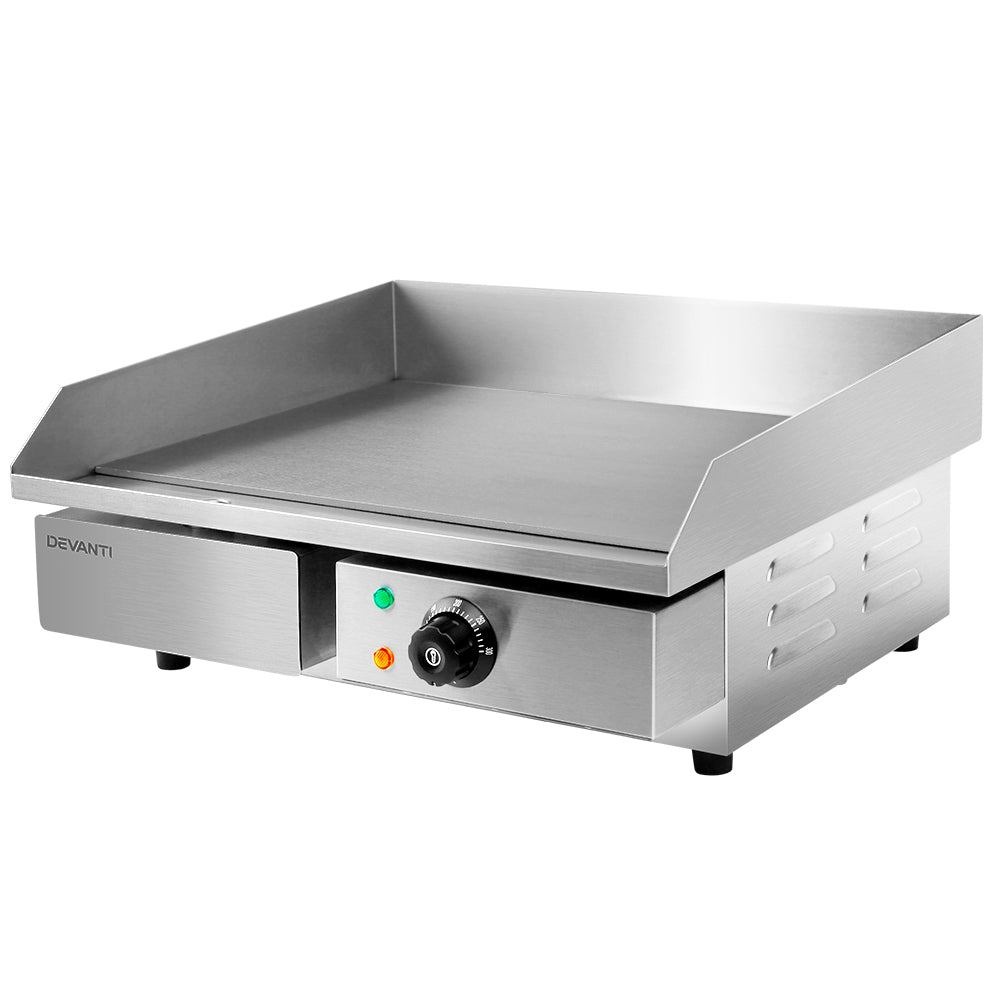 Devanti Commercial Electric BBQ Griddle Plate 55cm 3000W