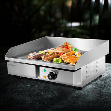 Devanti Commercial Electric BBQ Griddle Plate 55cm 3000W