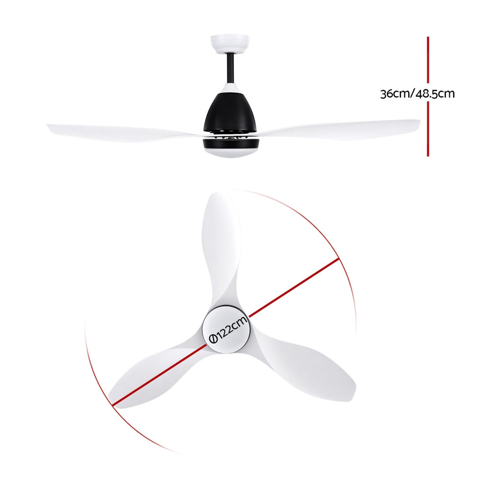 Devanti 48 inch Ceiling Fan with LED Light Remote White
