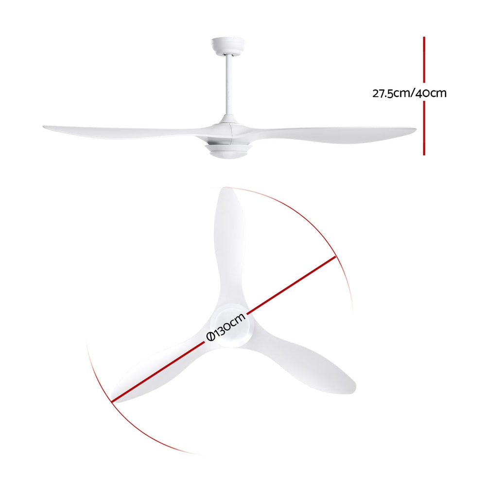 Devanti 52 inch Ceiling Fan with LED Light Remote White