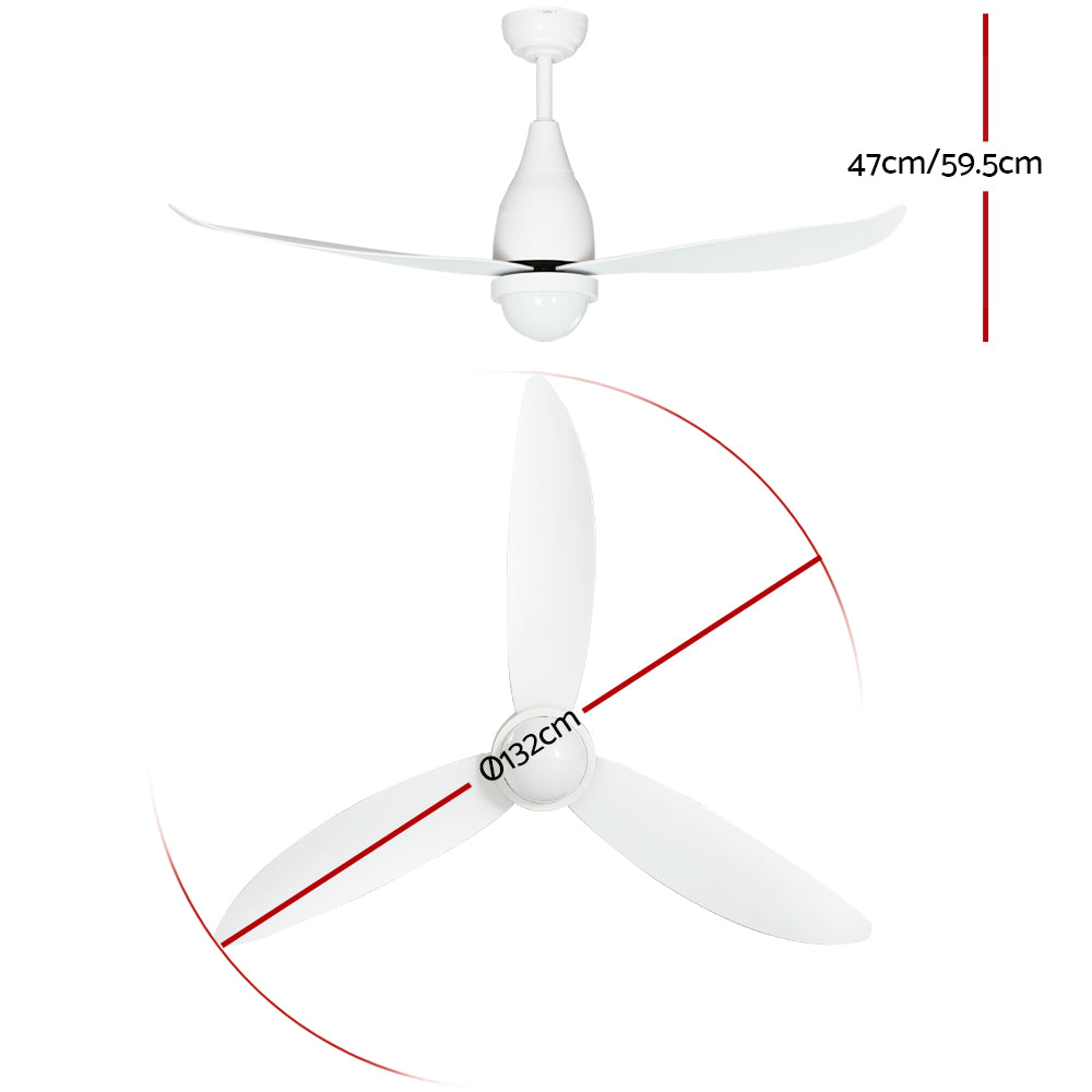 Devanti 52 inch Ceiling Fan with LED Light Remote White