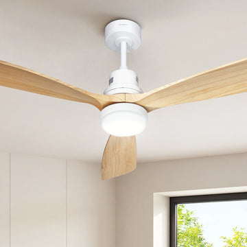 Devanti Ceiling Fan with LED Light and Remote 52-inch Light Wood