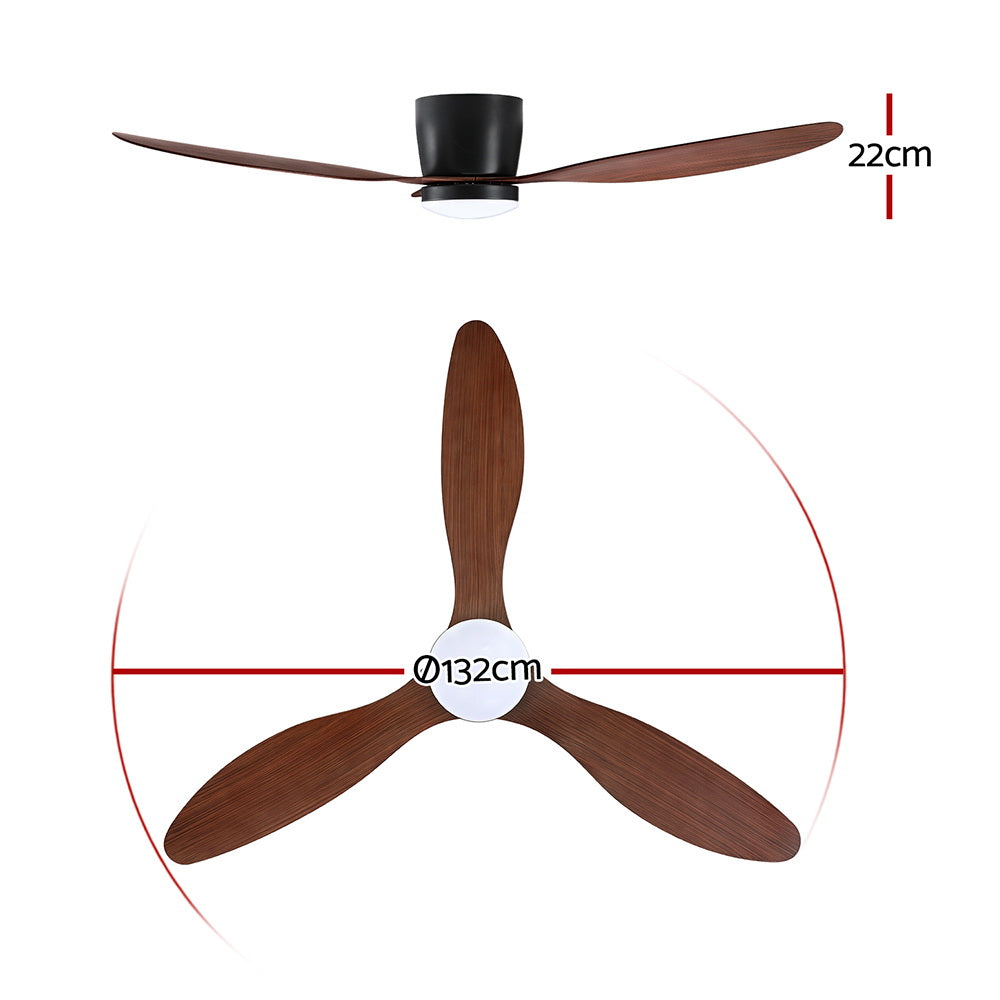 Devanti 52 Inch Ceiling Fan DC Motor LED Light Remote Dark Wood