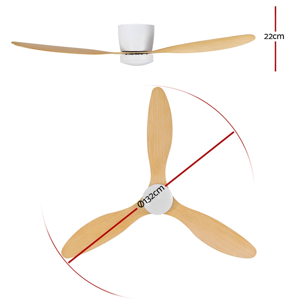 Devanti Ceiling Fan with LED Light and Remote 52-inch White