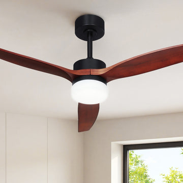 Devanti Ceiling Fan with LED Light and Remote 52-inch Dark Wood