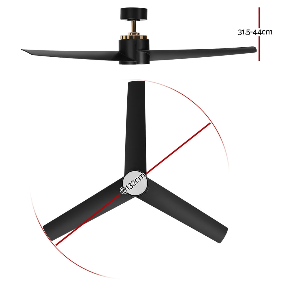 Devanti Ceiling Fan with LED Light and Remote 52-inch Black
