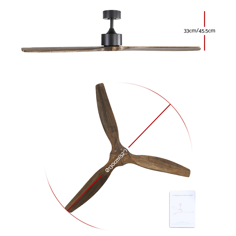 Devanti 52 inch Wooden Ceiling Fan with Remote Dark Wood