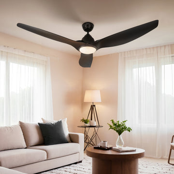 Devanti 64 Inch Ceiling Fan with LED Light Remote Control Black