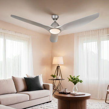 Devanti Ceiling Fan with LED Light and Remote 64-inch Silver