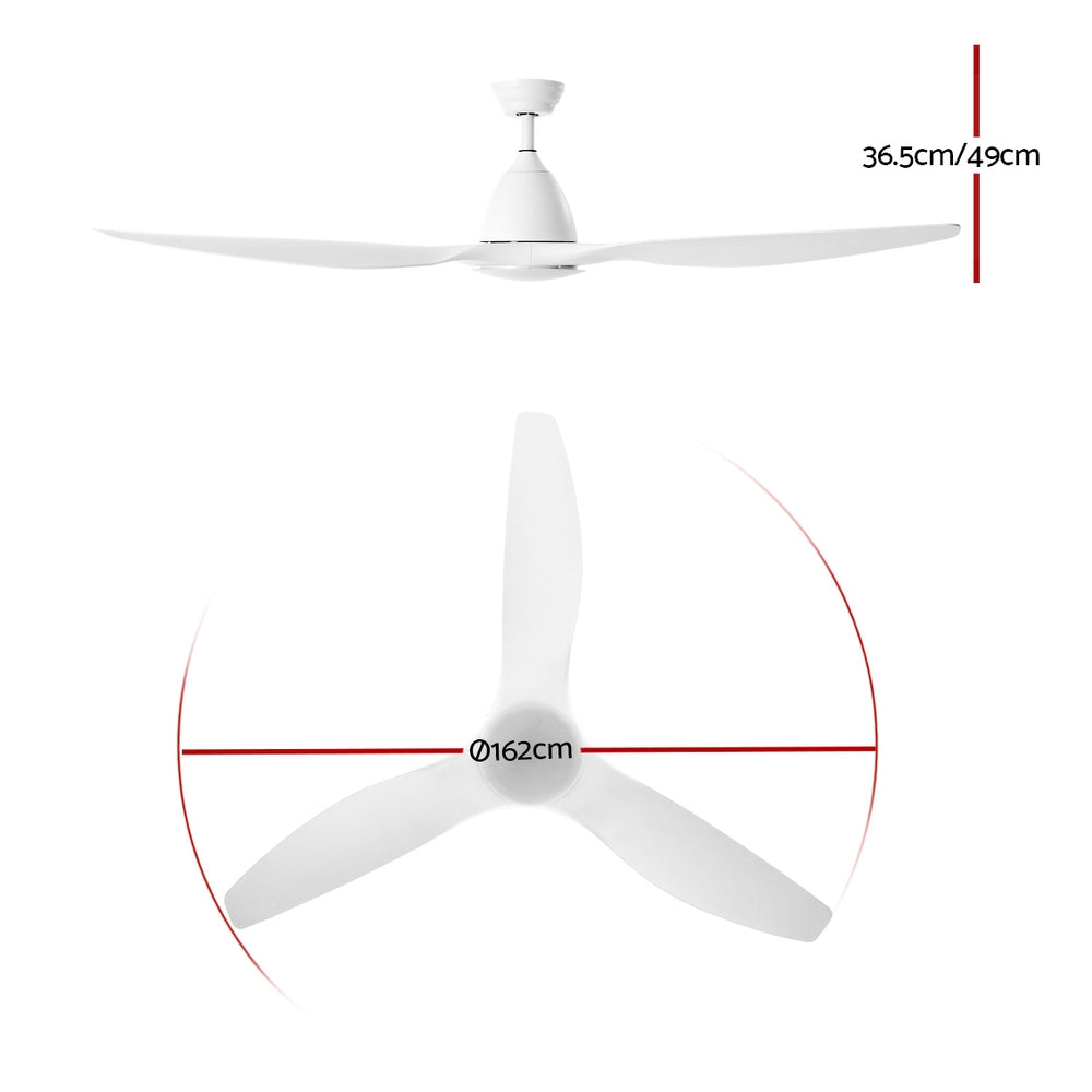 Devanti 64 inch Ceiling Fan with LED Light and Remote White