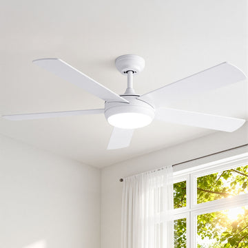 Devanti 52 Inch Ceiling Fan 5 Blades DC Motor LED Light Remote White