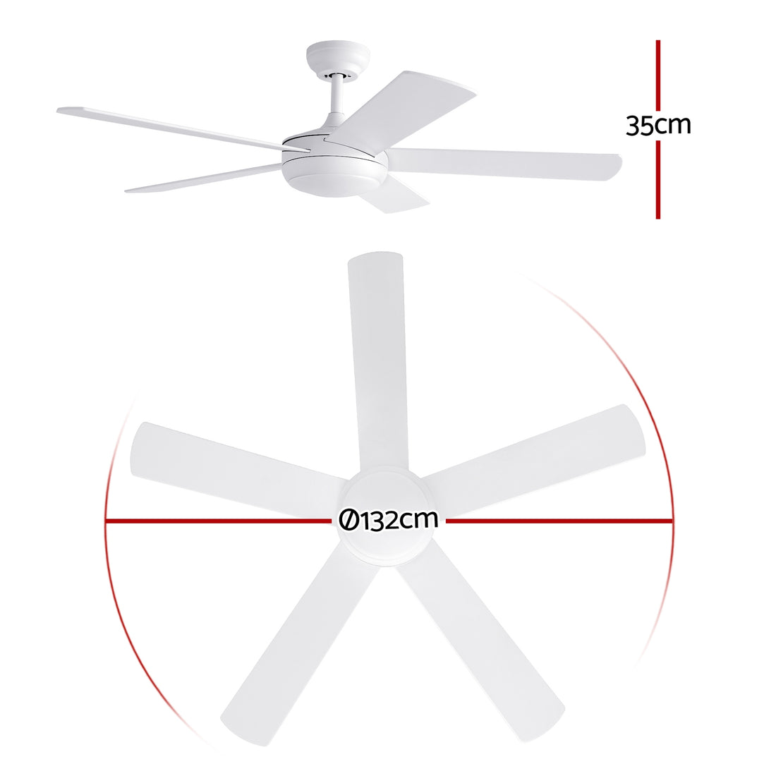 Devanti 52 Inch Ceiling Fan 5 Blades DC Motor LED Light Remote White