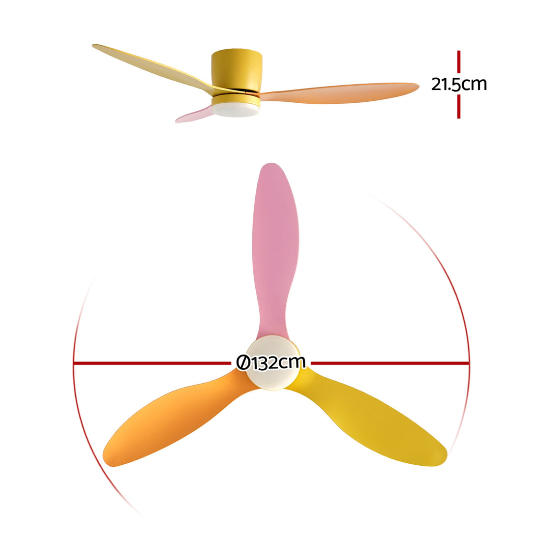 Devanti DC Motor Ceiling Fan 52 Inch 3 Colour Reverse LED Light Remote