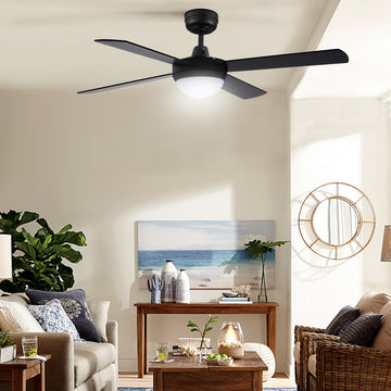 Devanti 52 inch Ceiling Fan with LED Light Remote Black