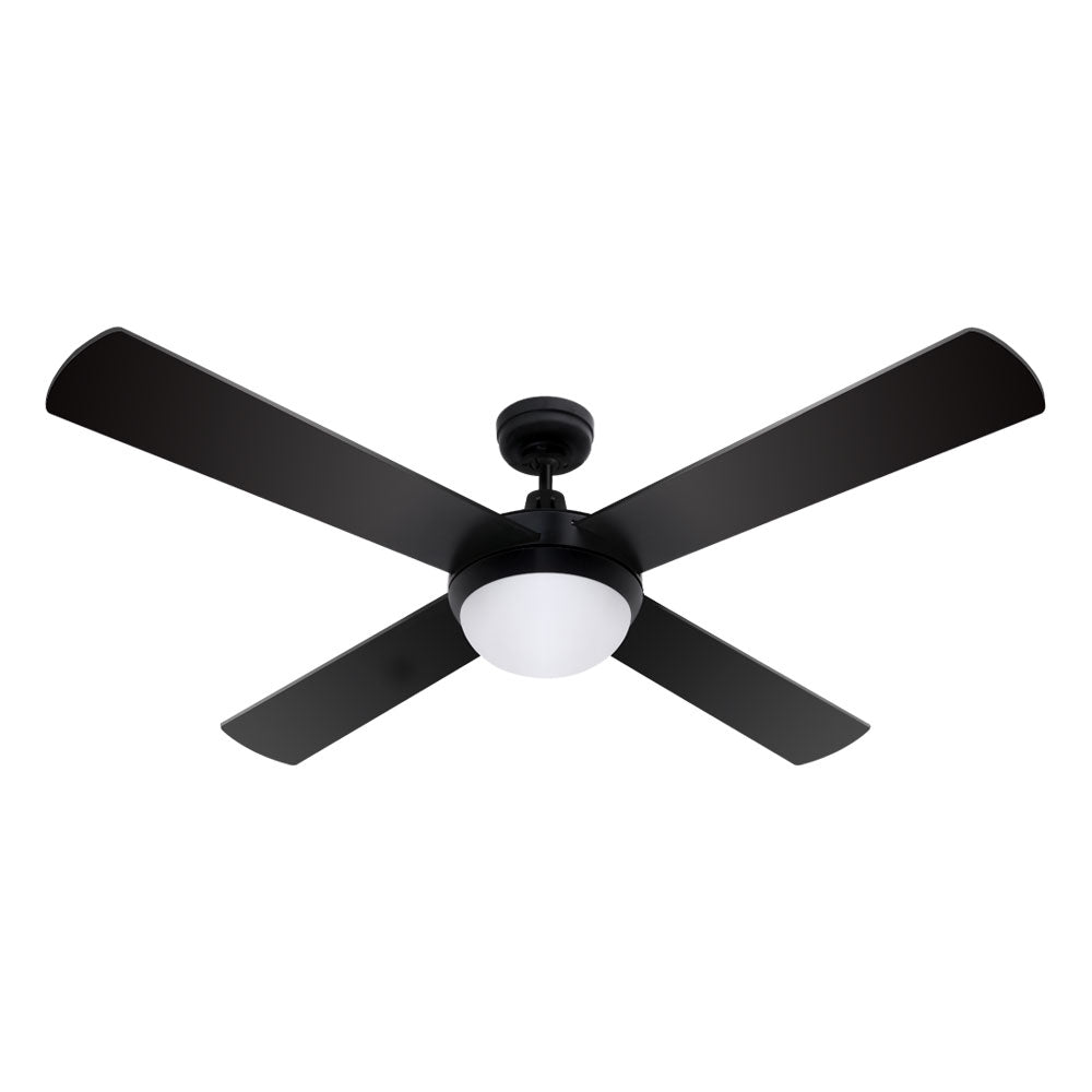Devanti 52 inch Ceiling Fan with LED Light Remote Black