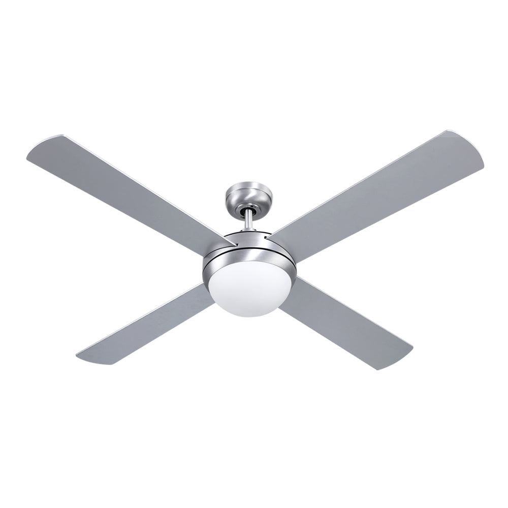Devanti 52 inch Ceiling Fan with LED Light Remote Silver