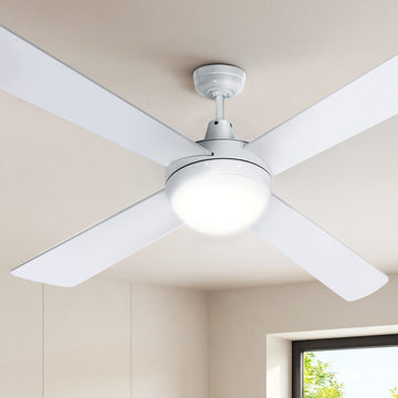 Devanti 52 inch Ceiling Fan with LED Light Remote White