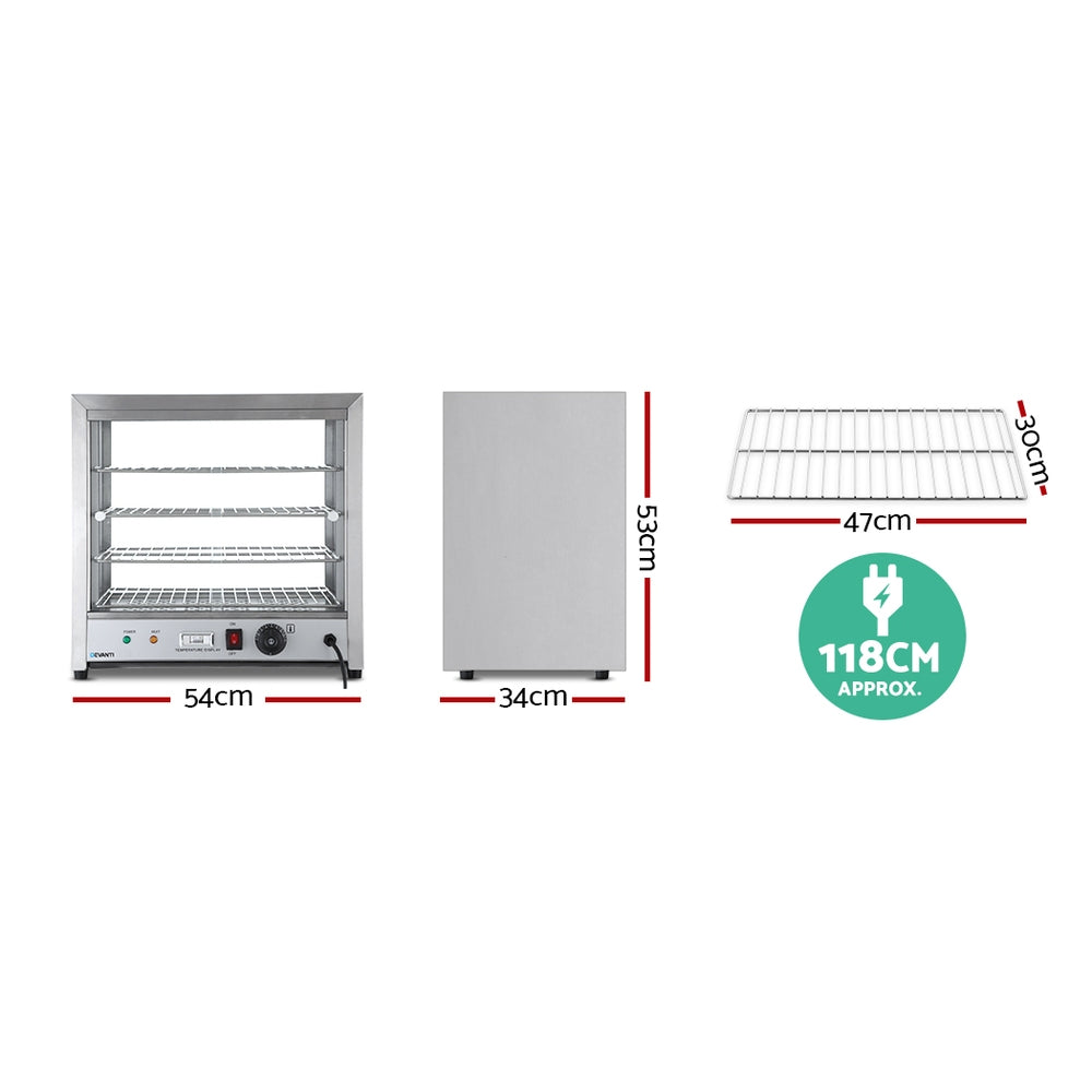 Devanti Commercial Food Warmer 4-Tier Heated Display