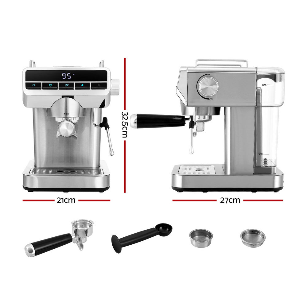 Devanti Espresso Coffee Machine 20 Bar Stainless Steel