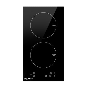 Devanti Built-in Induction Cooktop 30cm 2 Zone Ceramic Glass 3500W