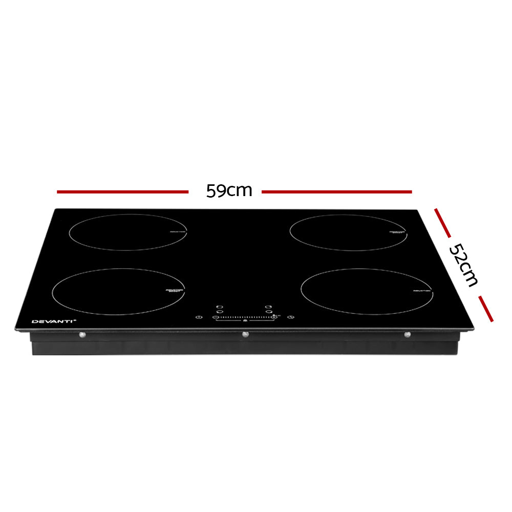 Devanti 60cm Induction Cooktop 7000W Black Ceramic Glass