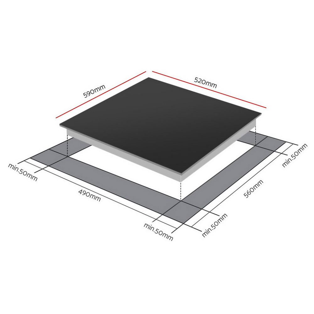 Devanti 4-Zone Induction Cooktop 60cm Built-in Black