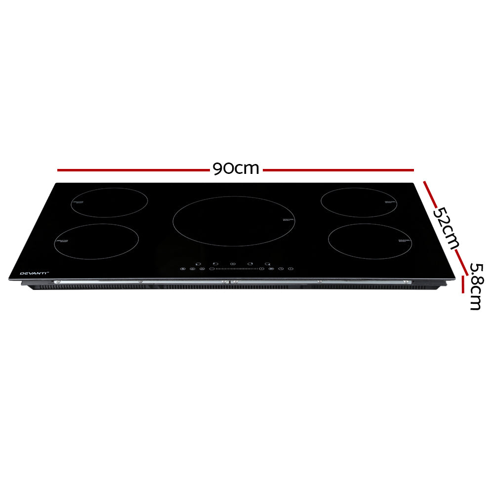 Devanti 90cm Induction Cooktop 5 Zone Electric