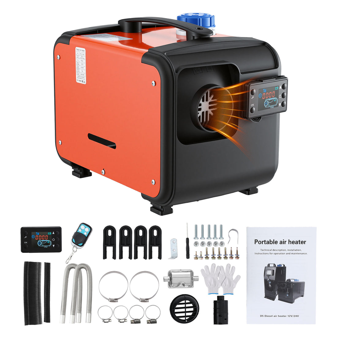 Giantz Portable Diesel Air Heater 5KW with LCD Remote Control 12/24V