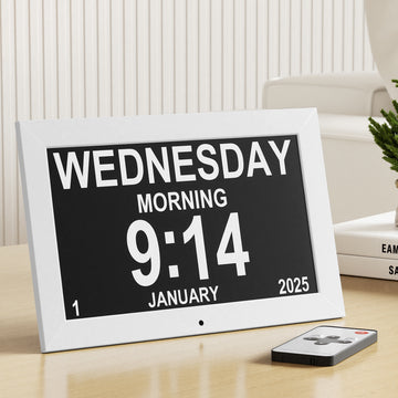 Artiss 10in Digital Day Date Clock Large LCD Display White