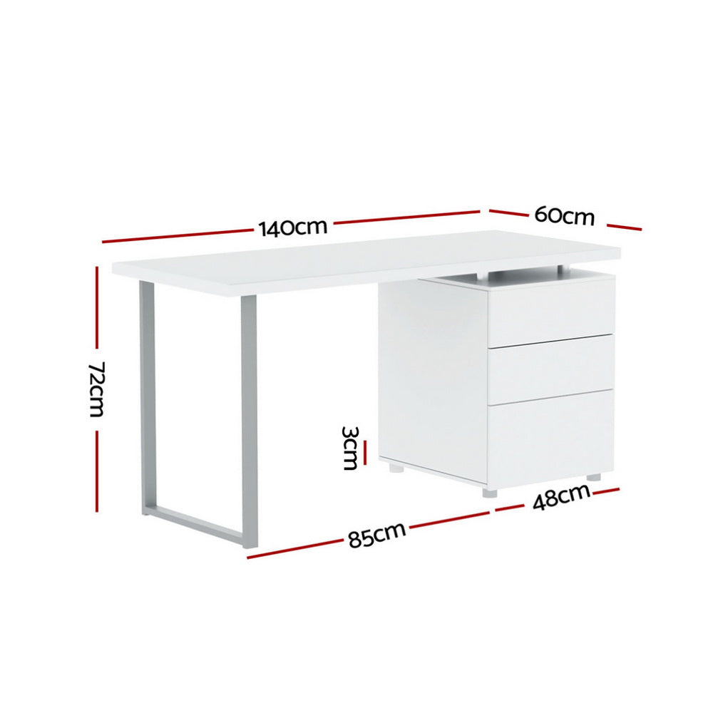 Artiss Computer Desk with Storage Drawers White