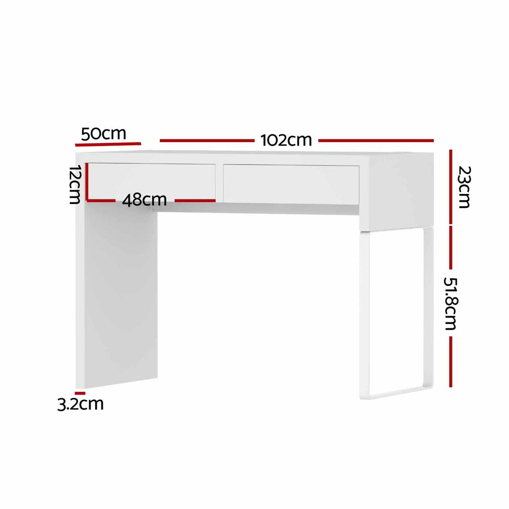 Artiss Computer Desk Space-Saving with 2 Drawers White