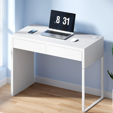 Artiss Computer Desk Space-Saving with 2 Drawers White