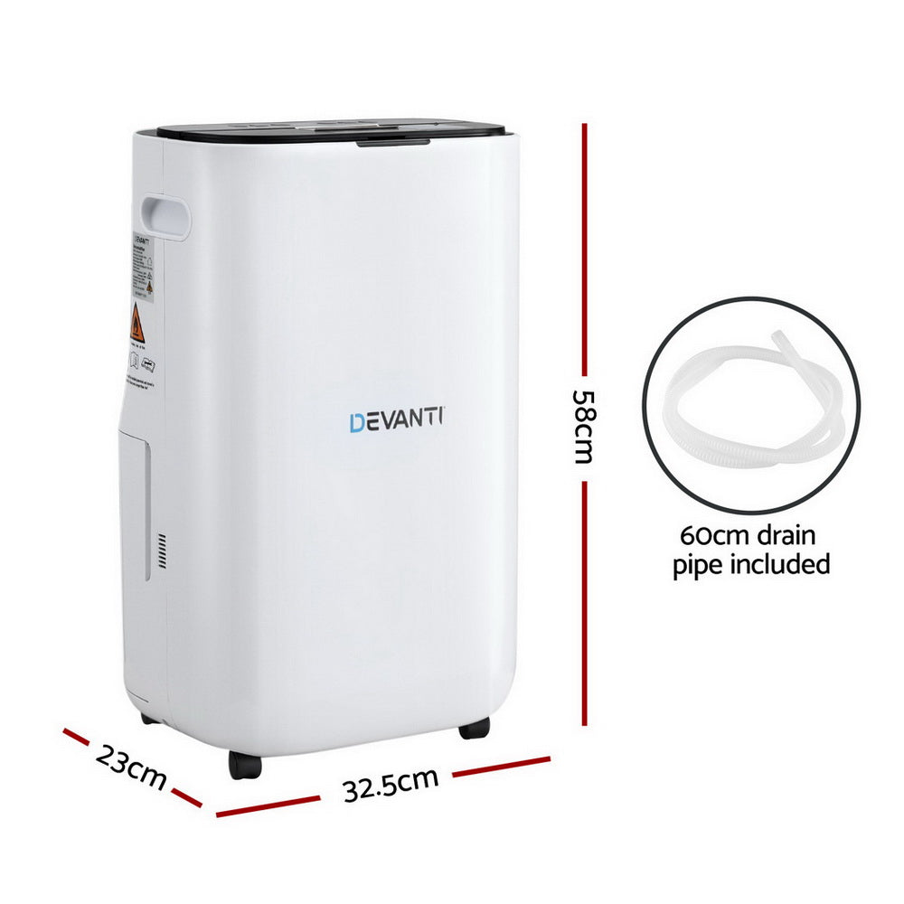 Devanti 20L Dehumidifier Air Purifier 3-in-1 for Large Spaces 195m²