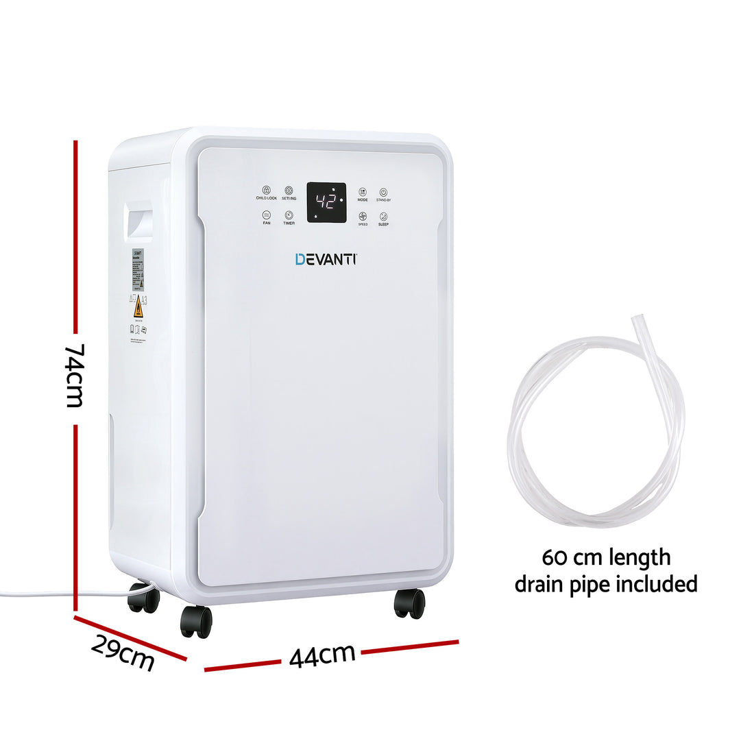Devanti 50L/Day Dehumidifier with Laundry Mode 8.5L Tank White